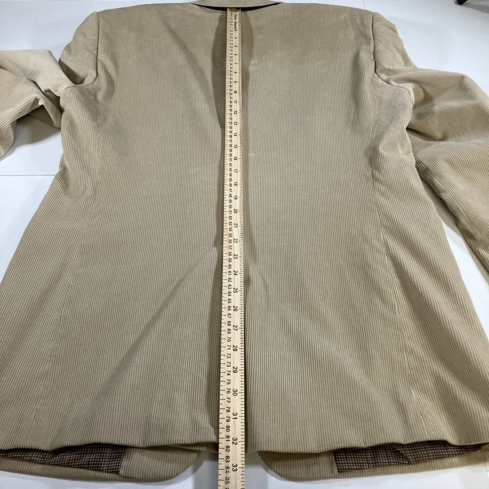 Saddlebred Mens 42L Beige Corduroy Blazer Sport Coat Cotton Jacket Long